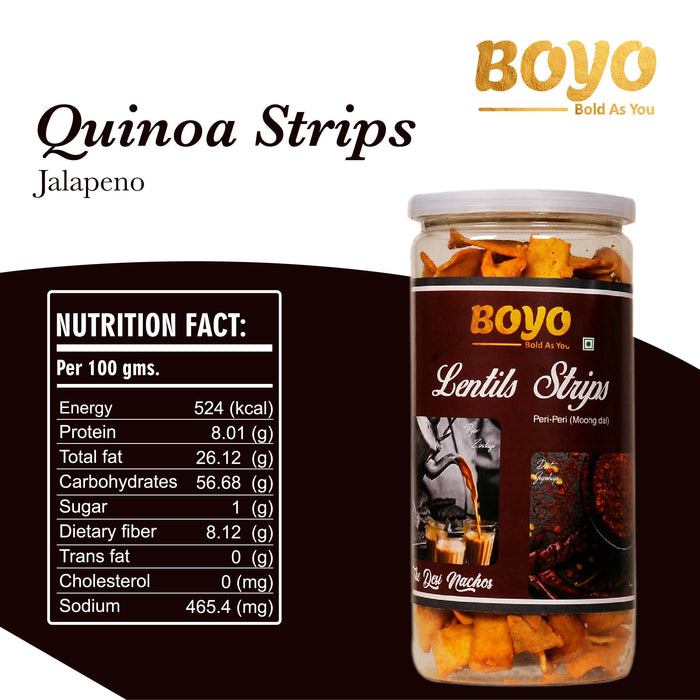 BOYO Lentils Strips Peri Peri 150g Combo Pack of 2 - Tea Snacks Spicy Snacks