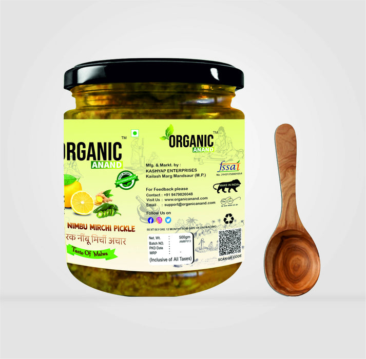 Organicanand Adrak Nimbu Mirchi Pickle (Ginger Lemon Green Chilli) | 500 gm | Khatta, Spicy | Homemade, Authentic, No preservative