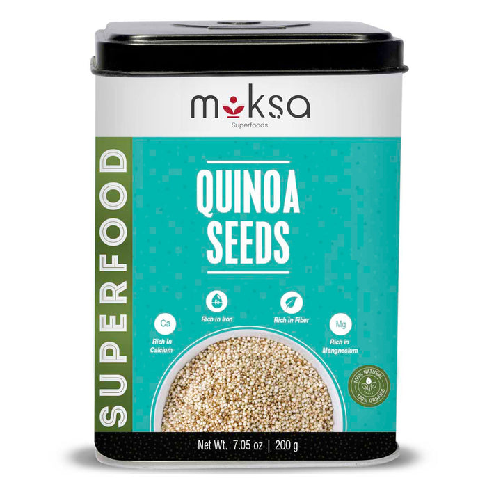 Moksa Quinoa Seeds Raw & Organic, Quinoa Grain, Healthy Breakfast, Diet Food for Weight Loss 200g with Free Samplers