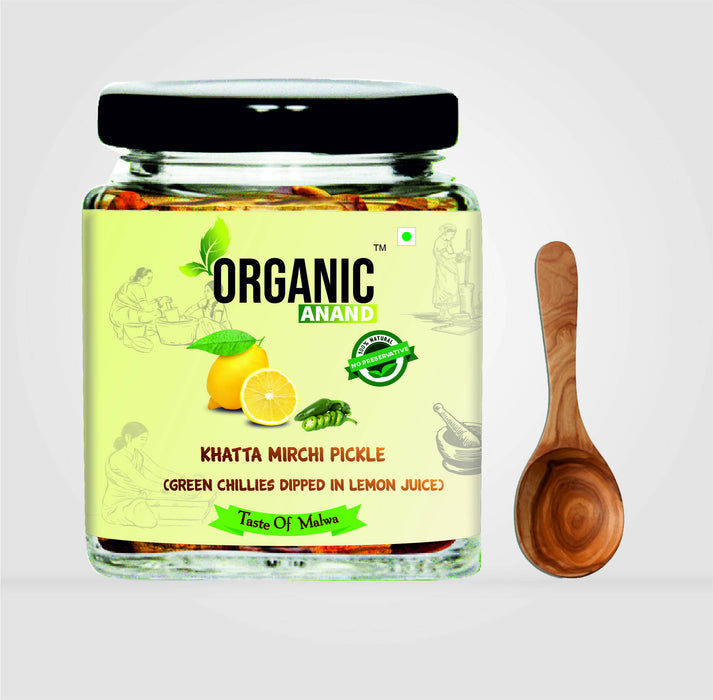 Organicanand Khatta Mirchi Ka Achar (Green Chillies dipped in Lemon Juice) | 250 gm | Khatta, Spicy | Homemade, Authentic, No preservative