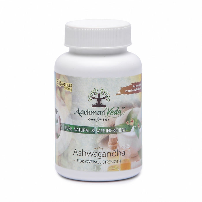 Aachman Veda Cure For Life Pure Natural Safe Ingredient An Ayurvedic Proprietary Medicine For Overall Strength Ashwagandha 60 Capsules 500 Mg With Veg