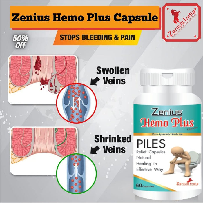 Zenius Hemo Plus Capsule for piles stop capsule | piles treatment medicine (60 Capsules)
