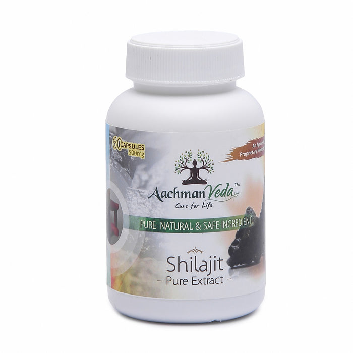 Aachman Veda Cure For Life Pure Natural Safe Ingredient An Ayurvedic Proprietary Medicine Pure Extract Shilajit 60 Capsules 500 Mg With Veg