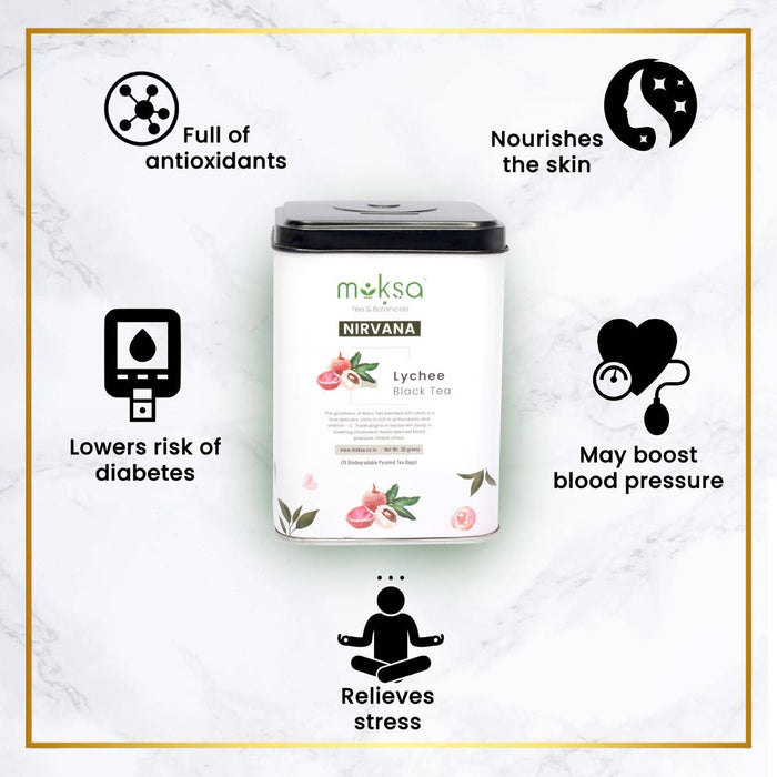 Moksa - Black Teabags Lychee Pack | Antioxidants | Vitamin C | 50g