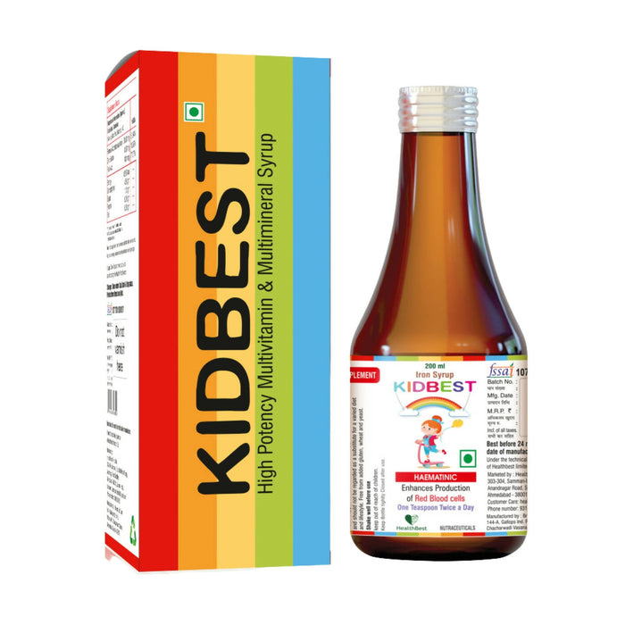 HealthBest Kidbest Iron (Haematinic) Syrup for 3-13 Years Kids | Each 200ml | Pack of 3
