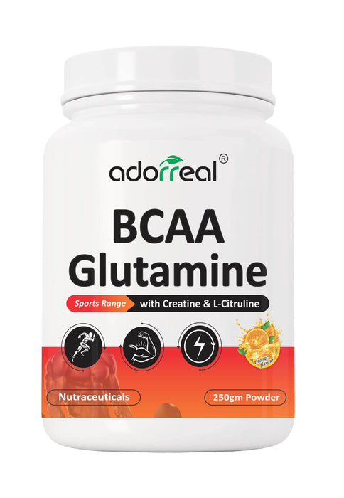 Adorreal BCAA with Glutamine ,Creatine, L Citrulline For Muscle Recovery & Endurance BCAA Powder 250gm |