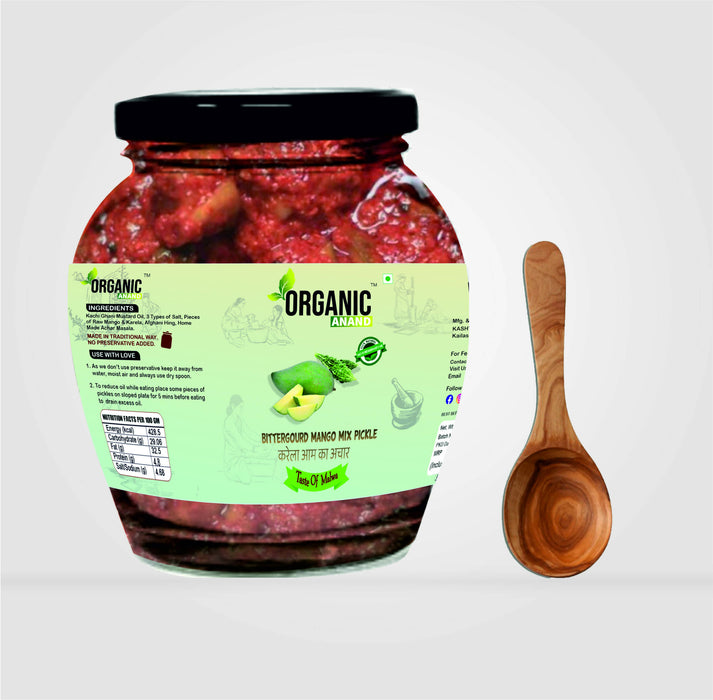 Organicanand Bittergourd- Mango Mix pickle (Karela -Aam ka achar) | 350 gm Matka Jar | Homemade, Authentic, No preservative