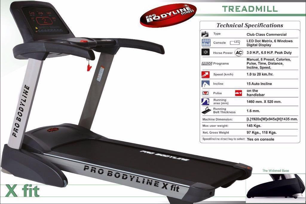 Pro Bodyline Heavy Duty AC Motorised Treadmill with LED Dot Matrix