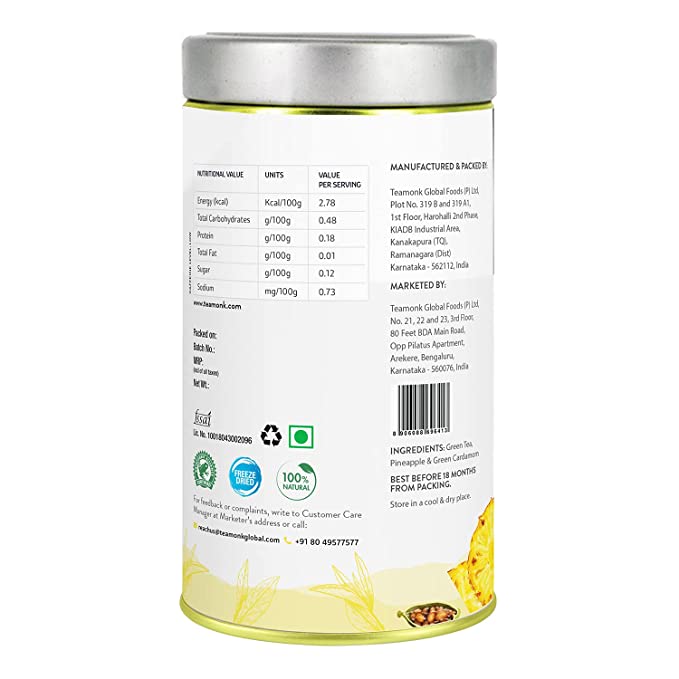 Teamonk Pineapple Green Tea, 150 Grams