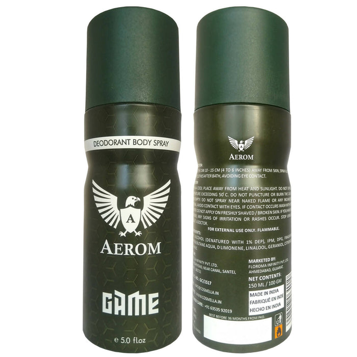 Aerom Pulse and Game Deodorant Body Spray For Men, 300 ml (Pack of 2)