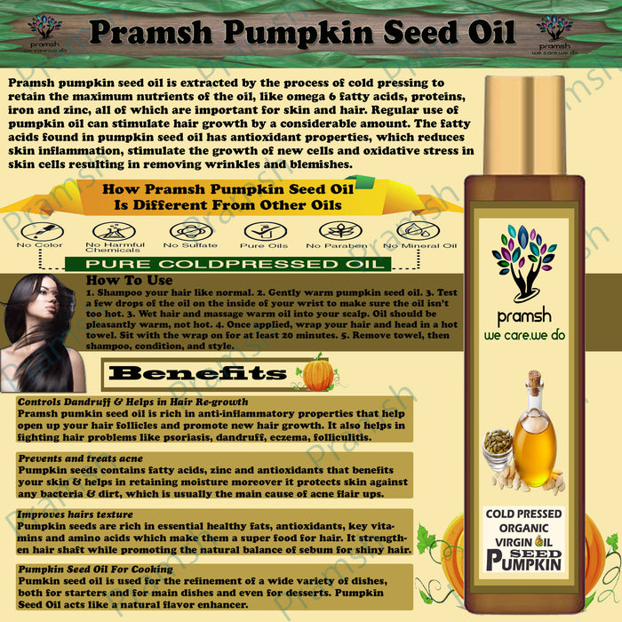 Pramsh Cold Pressed Organic Virgin Pumpkin Seed Oil 50ml Hair Oil - Local Option