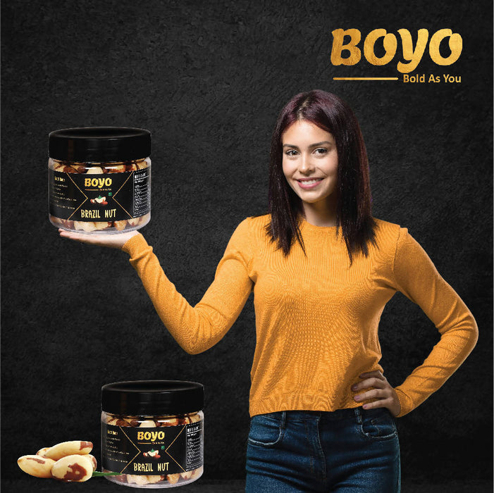 BOYO Premium Jumbo Brazil Nuts 250g (125g x 2) - Rich in Iron, Immunity Boosting, Healthy Diet for Better Sleep Selenium Rich Healthy Raw Nut