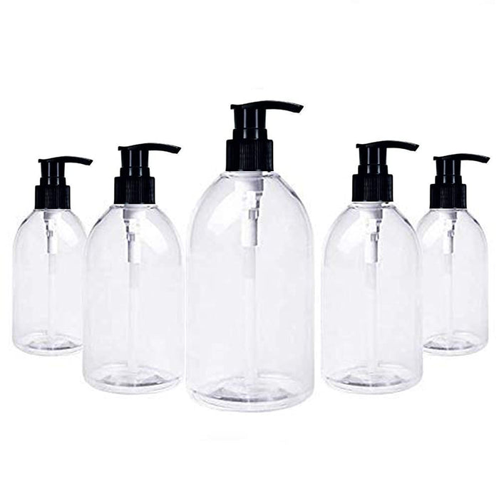 HARRODS Empty Plastic Bottle for Sanitizer, Handwash, Lotion, Oil, Liquid, Dispenser - (Set of 5) 300ml Each