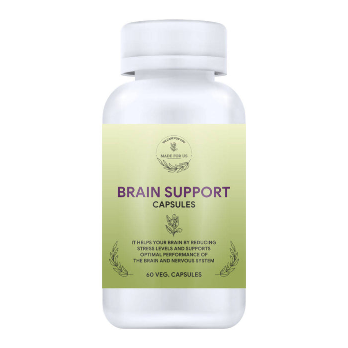 MadeForUs Brain Support Capsules |Supports Brain and Nervous System|Supports Optimal Performance |Maintain Focus & Attention |Bacopa Monneri & Eclipta prostrata|100% Organic|Natural Herbs | Ayurvedic | 60 Capsules