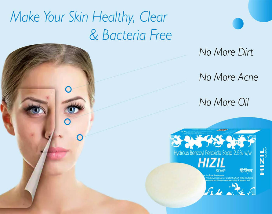Tantraxx Hizil Hydrous Benzoyl Peroxide Soap for Skin Lightening & Brightening Soap For All Skin Type (Pack of 2) 150 gm