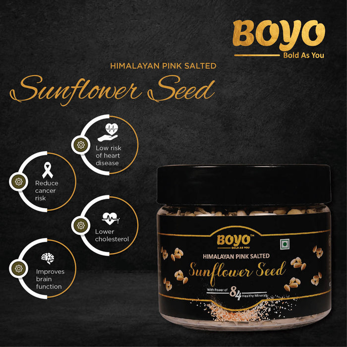 BOYO Roasted Sunflower Seeds 250 gm- Himalayan Pink Salted Super Healthy High Protein Crispy Seed for Diet
