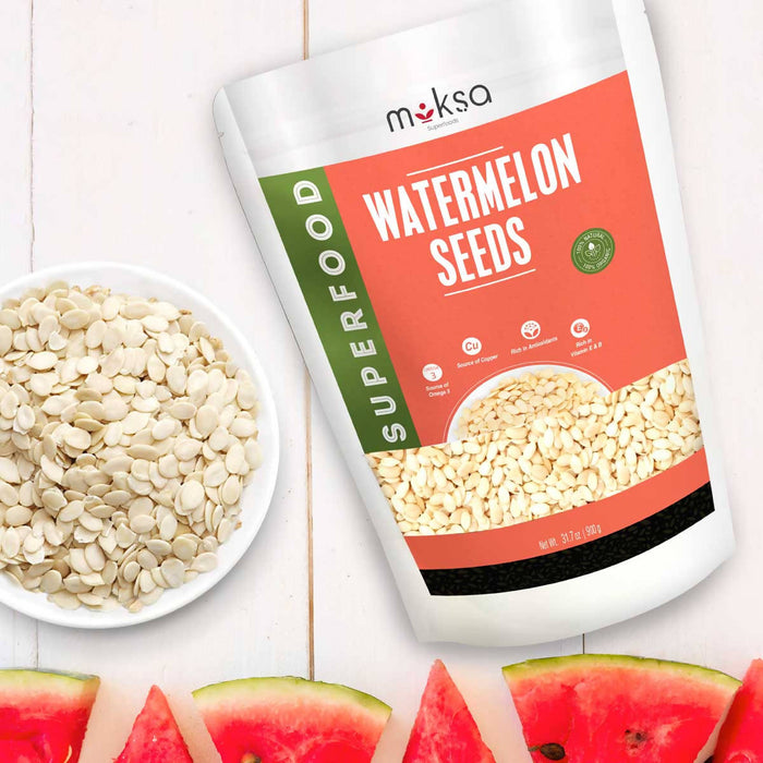 Moksa Watermelon Seeds for Eating 900GM Raw USDA Certified and FSSAI Approved 100% Organic & High in Protein