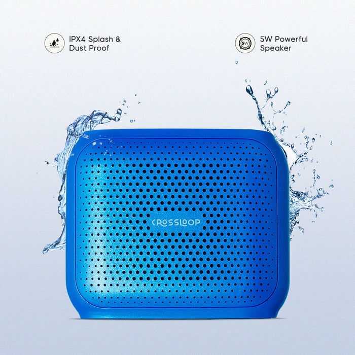Crossloop AKORN 5W Portable Wireless Bluetooth Speaker with Long 8 Hours Battery Life, Superior Base, AUX Input, Dust & Splash Proof, in Built Mic with Attached Carry Strap (Nebula Blue)