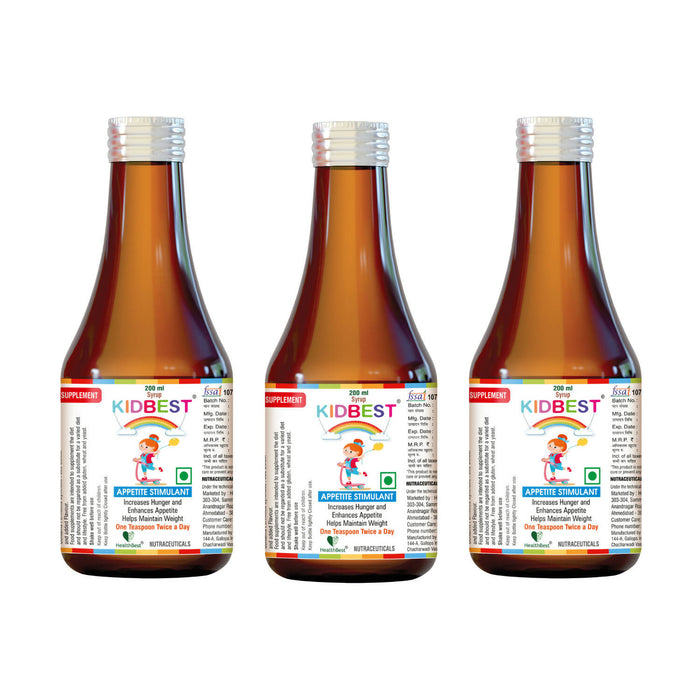 HealthBest Kidbest Appetite Syrup for 3-13 Years Kids | Each 200ml | Pack of 3