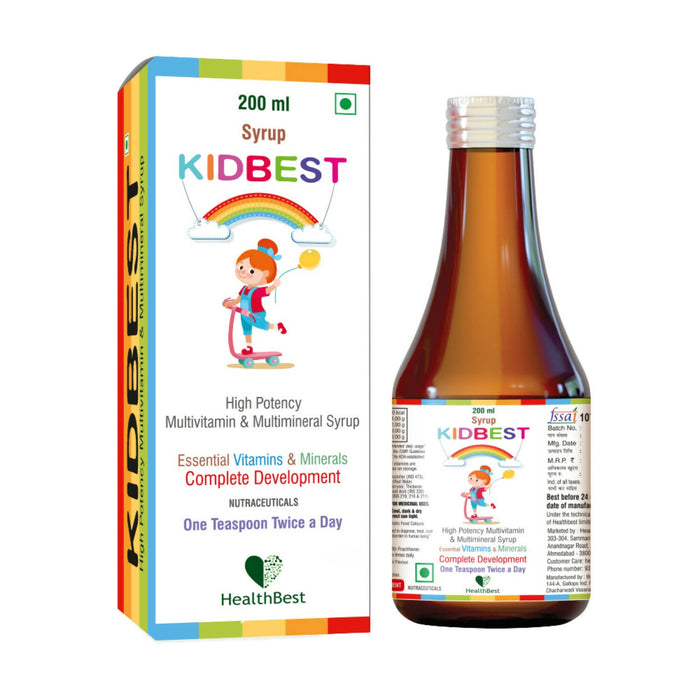 HealthBest Kidbest Multivitamin Syrup for 3-13 Years Kids | Each 200ml | Pack of 3