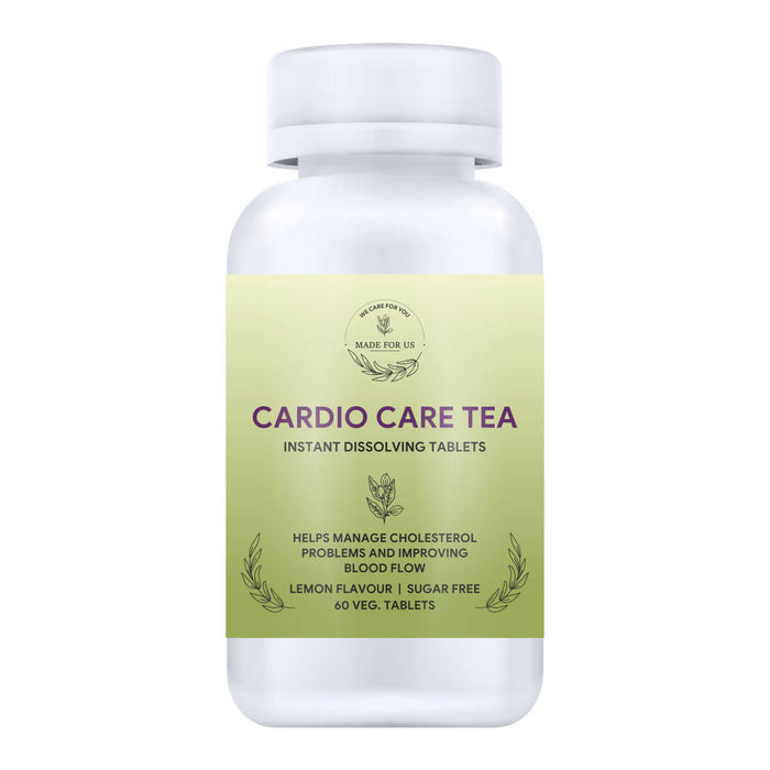 MadeForUs Cardio Care Tea tablets |Helps in Cardiovascular |Dilute Blood Vessels & Ease Blood Flow|Manages Cholesterol |Swollen Arteries & Provide Flexibility | helps in Blood Pressure |100% Organic|Natural Herbs | Ayurvedic | 60 Tablets