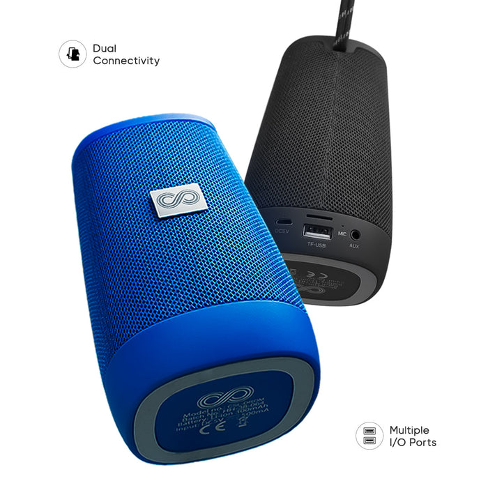 Crossloop Drom 3W Portable Speaker with Built-in Smartphone Stand for Video Calls, FM Radio, AUX Input, SD Card & Water Resistant with Dual Connectivity, 6 Hours Runtime. (Space Blue)
