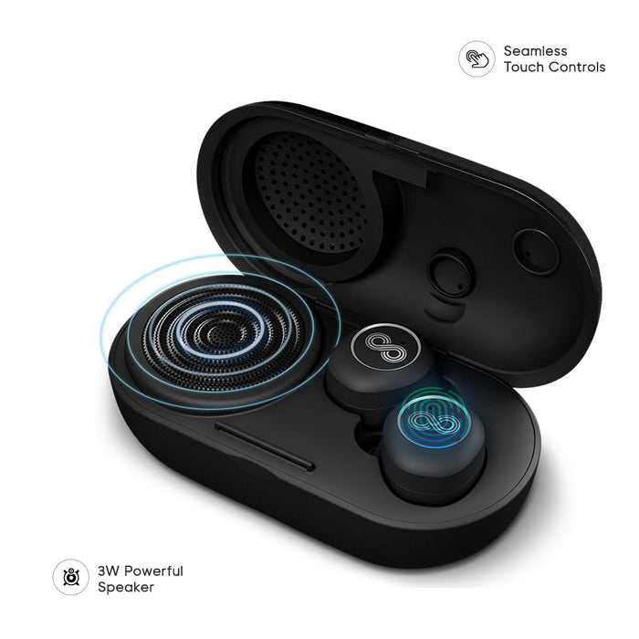 Crossloop GEN (TWS) Earpods with In-built 3W Bluetooth Speaker, Immersive Audio, IPX4 Splash Proof, 20 H Battery, Voice Assistance, Bluetooth 5.0, Instant Pair HD Dual Master in-Ear TWS(Black Leather)