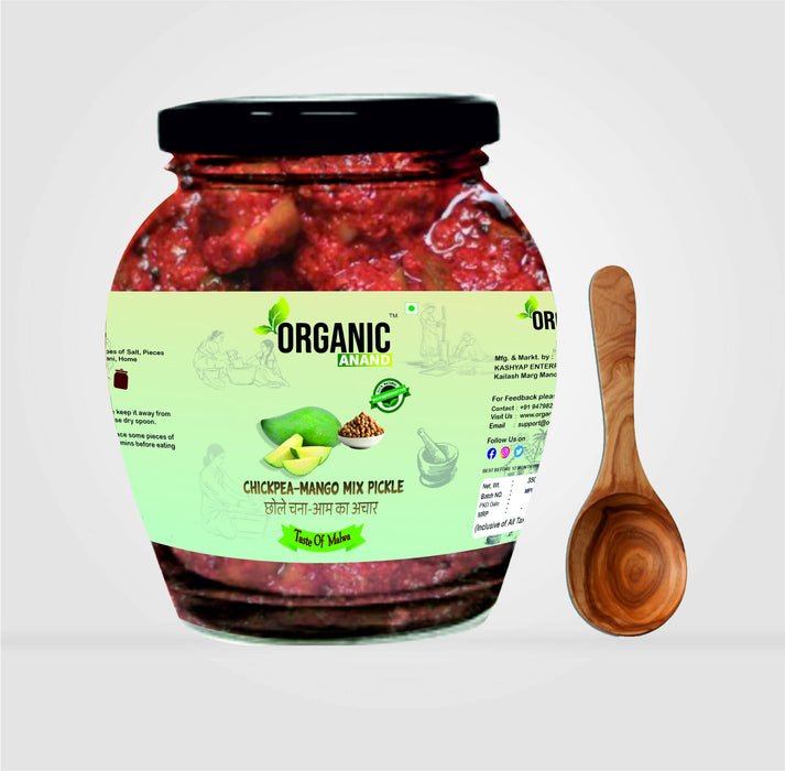 Organicanand Chhola (Chickpea-Mango Mix pickle (Chana/Chhole -Aam ka achar) | 350 gm Matka Jar | Homemade, Authentic, No preservative