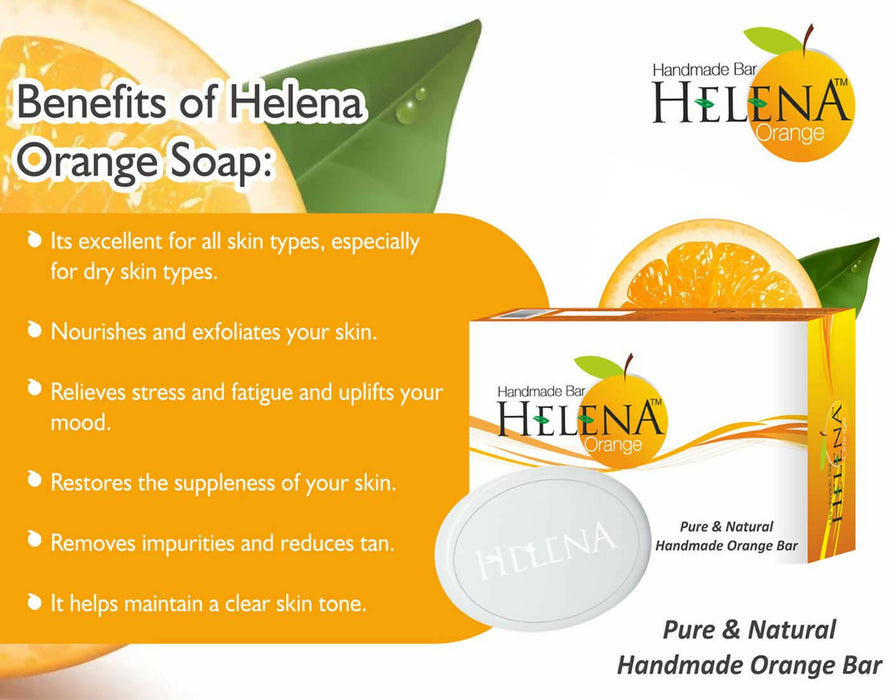 Cyrilpro Helena Orange Soap, Pure, Natural and Handmade For All Skin Type and For Men & Women (Pack of 3)225 gm