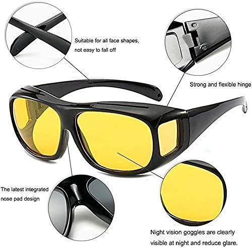 HD Vision Day and Night Unisex HD Vision Sunglasses Men/Women Driving Glasses UV Protection All Bikes&Car-Pack of 2 Goggles(Yellow & Black)