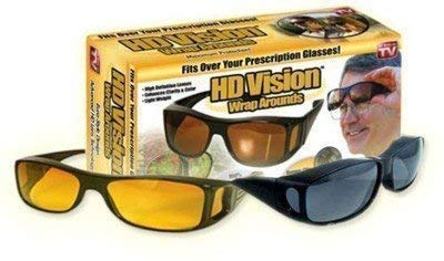 HD Vision Day and Night Unisex HD Vision Sunglasses Men/Women Driving Glasses UV Protection All Bikes&Car-Pack of 2 Goggles(Yellow & Black)