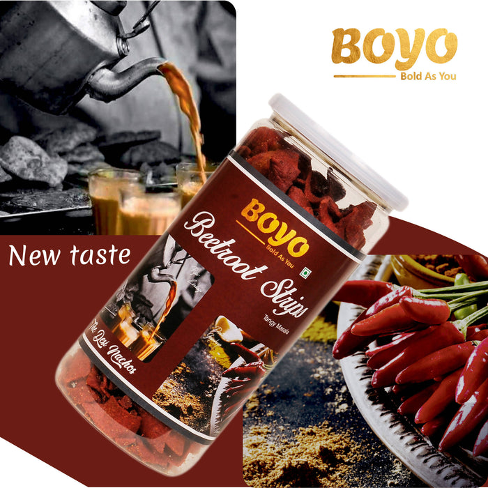 BOYO Beetroots Strips Tangy Masala 150g Beetroots Strips Cream & Onion 150g Combo (Pack of 2) - Evening Snacks