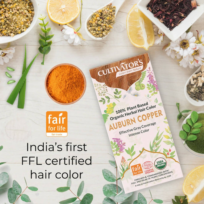 Cultivator's Organic Hair Colour - Herbal Hair Colour for Women and Men - Ammonia Free Hair Colour Powder - Natural Hair Colour Without Chemical, (Auburn Copper) - 100g