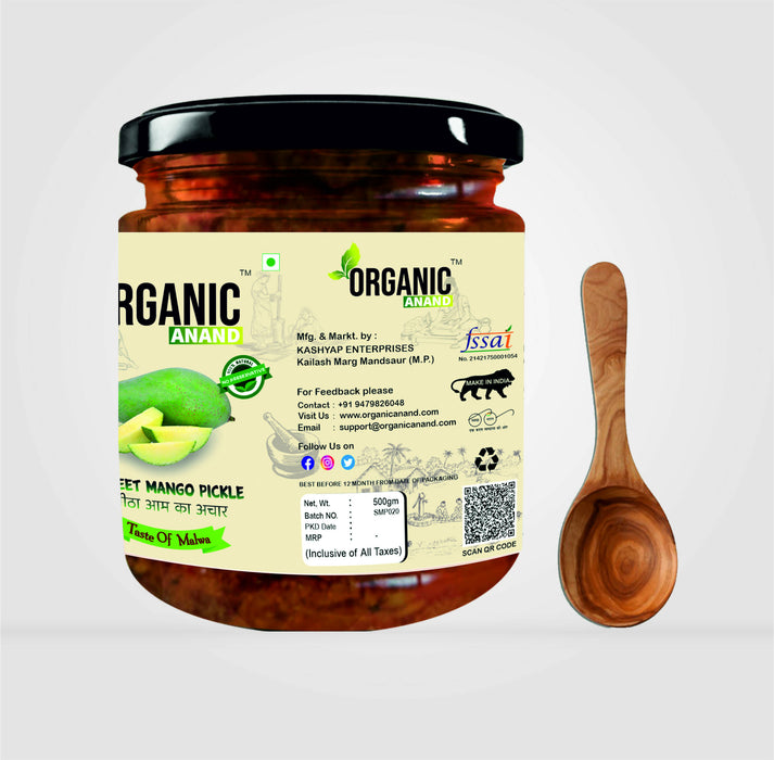Organicanand Sweet (Gaud) Mango pickle ( Mitha Aam ka achar) | Jaggery Mango Pickle | 500 gm | Homemade, Authentic, No preservative
