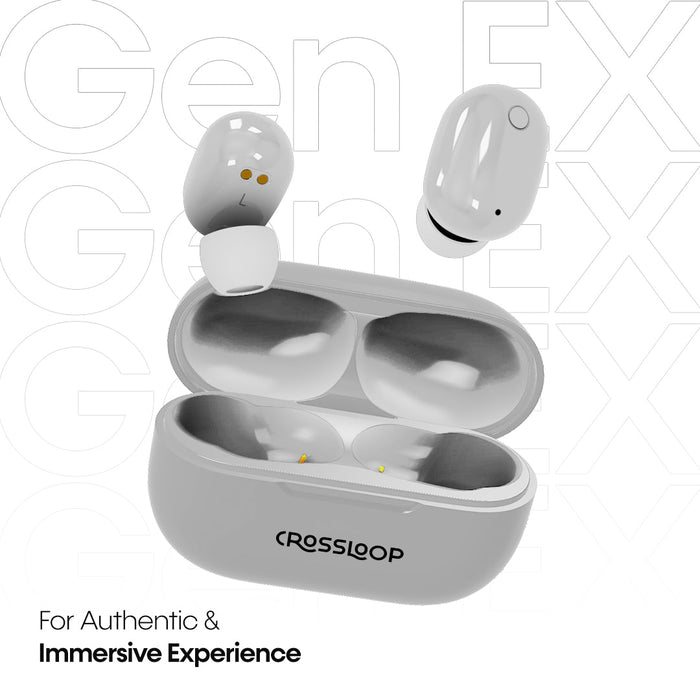 Crossloop GEN EX Active Noise Cancellation True Wireless (TWS) Earbuds | Bluetooth 5.0 | 20+ Hours Backup | Water Resistant | Touch Control (white)