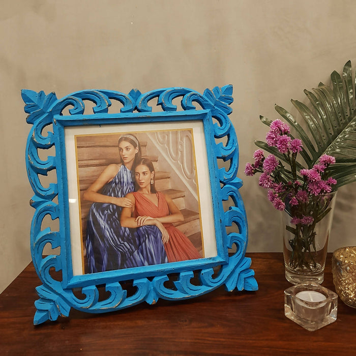 Yatha Single Table Top Wooden Carved Square Photo Frame (Photo Size : 8 X 8 INCH)