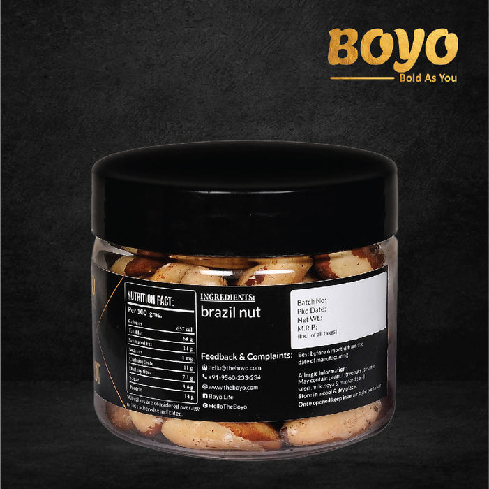 BOYO Premium Jumbo Brazil Nuts 250g (125g x 2) - Rich in Iron, Immunity Boosting, Healthy Diet for Better Sleep Selenium Rich Healthy Raw Nut