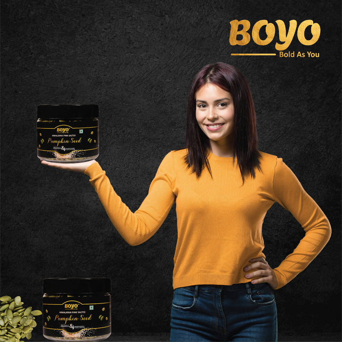 BOYO Roasted Pumpkin Seeds Without Shell 250 gm - Himalayan Pink Salted Seeds for Weight Loss and Boosting Immunity