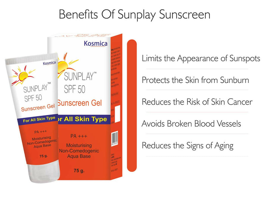 Cyrilpro Sunplay Sunscreen SPF 50+ Gel For Dry Skin, Offers PA+++ Protection, Broad Spectrum UV Protection, Provides Moisturization, Water Resistant and Non-Greasy, 75 ml