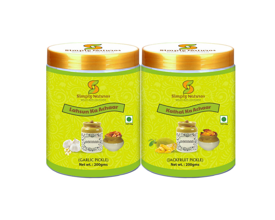 Simply Naturos Homemade Traditionally made Spicy Garlic & Jackfruit Pickle Combo Pack