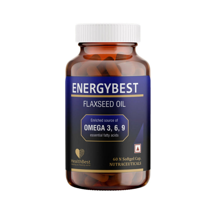 HealthBest EnergyBest Flaxseed Oil Soft Gel 60 Capsules| Pack of 2