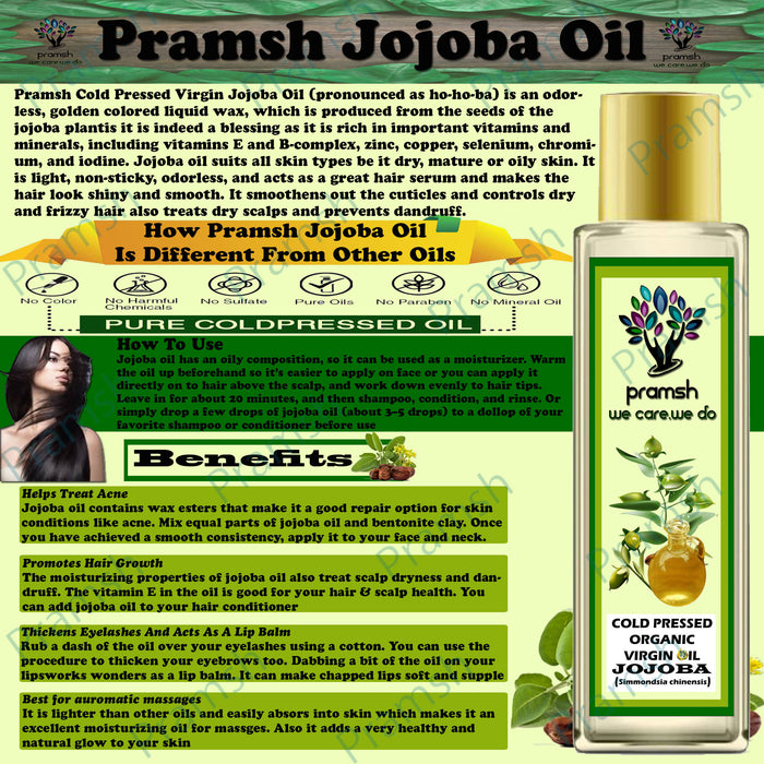 Pramsh Cold Pressed Organic Virgin Jojoba Oil 50ml Hair Oil - Local Option