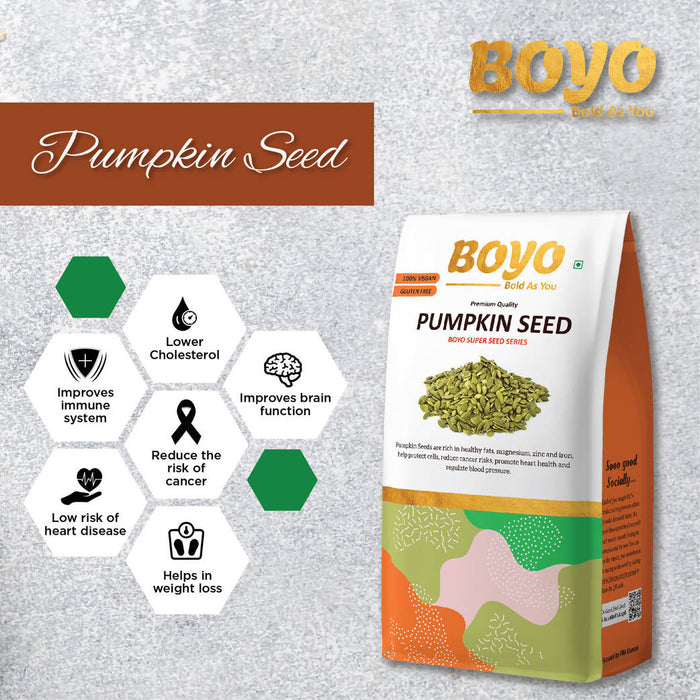 BOYO Raw Pumpkin Seed 500g (2 x 250g) - Weight Loss and Healthy Skin, 100 % Gluten Free, Immunity Booster, Protein Rich Seeds