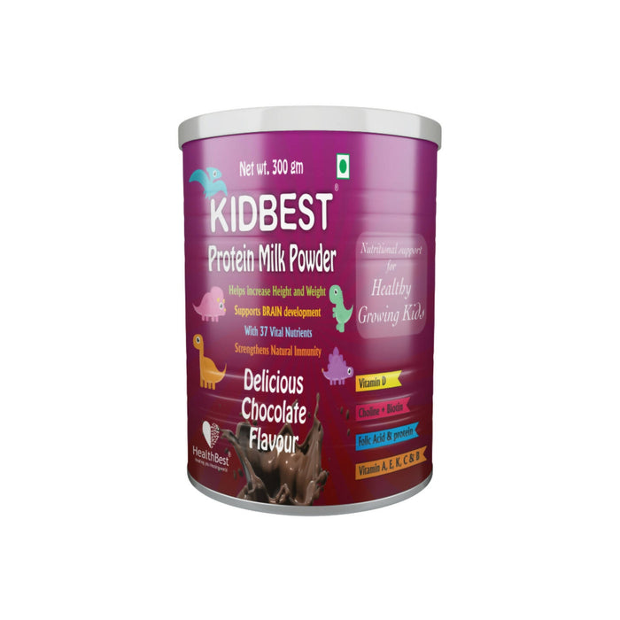 HealthBest Kidbest Protein Milk Powder for 3-13 Years Kids| Chocolate Flavour| 300gm (Pack of 2)