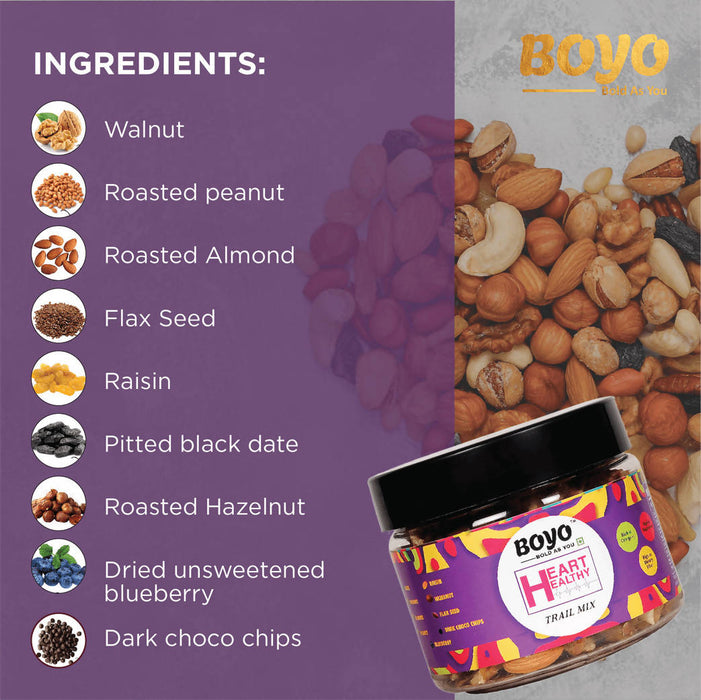 Boyo Heart Healthy Trail Mix - Healthy Snack & Mix Seeds 200 Gms