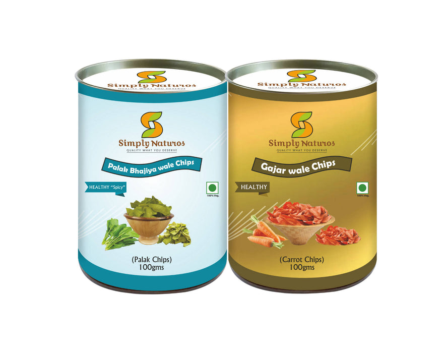 Simply Naturos Amazing Healthy Palak & Carrot ( Sweet & Salty) Chips Combo Pack