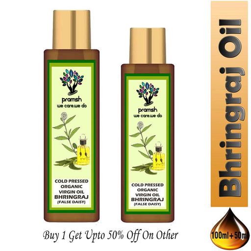 Pramsh Cold Pressed Organic Virgin Bhringraj Oil (100ml+50ml) Hair Oil Pack Of (150ml) - Local Option