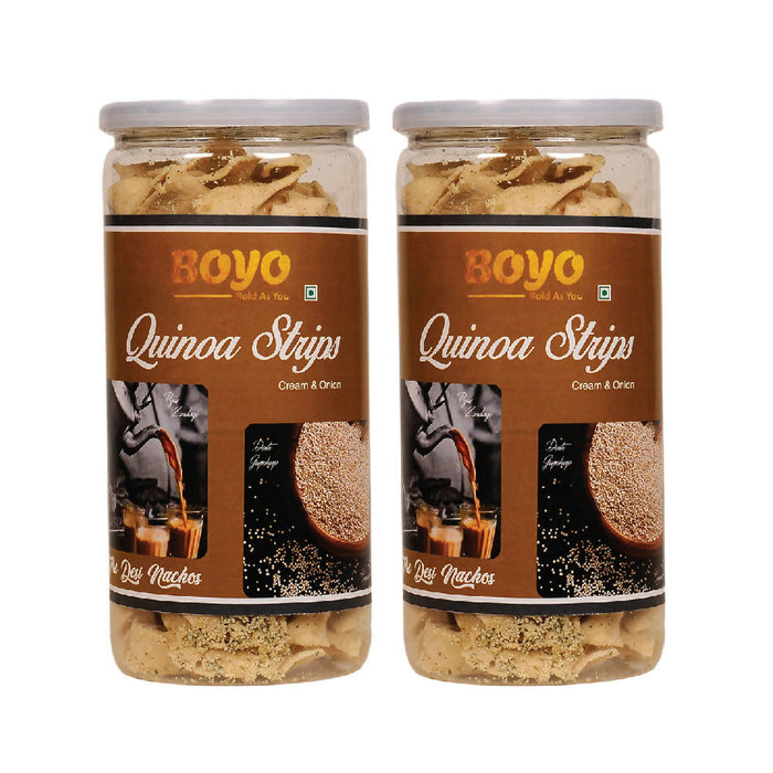 BOYO Quinoa Strips Cream & Onion 150g Combo(Packs of 2)Tea Snacks Spicy Snacks