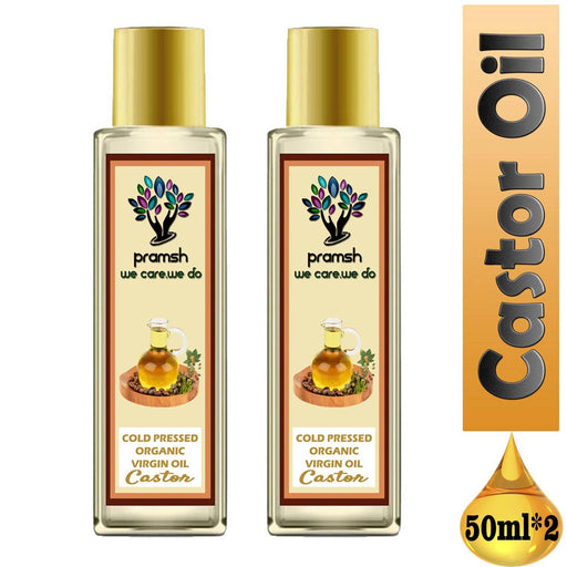 Pramsh Cold Pressed Organic Virgin Castor Oil 50ml Hair Oil Pack Of 2 (100ml) - Local Option