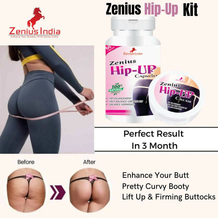 Zenius Hip Up Kit Butt Enlargement medicine - buttock enlargement medicine | 60 capsules + 50gm cream